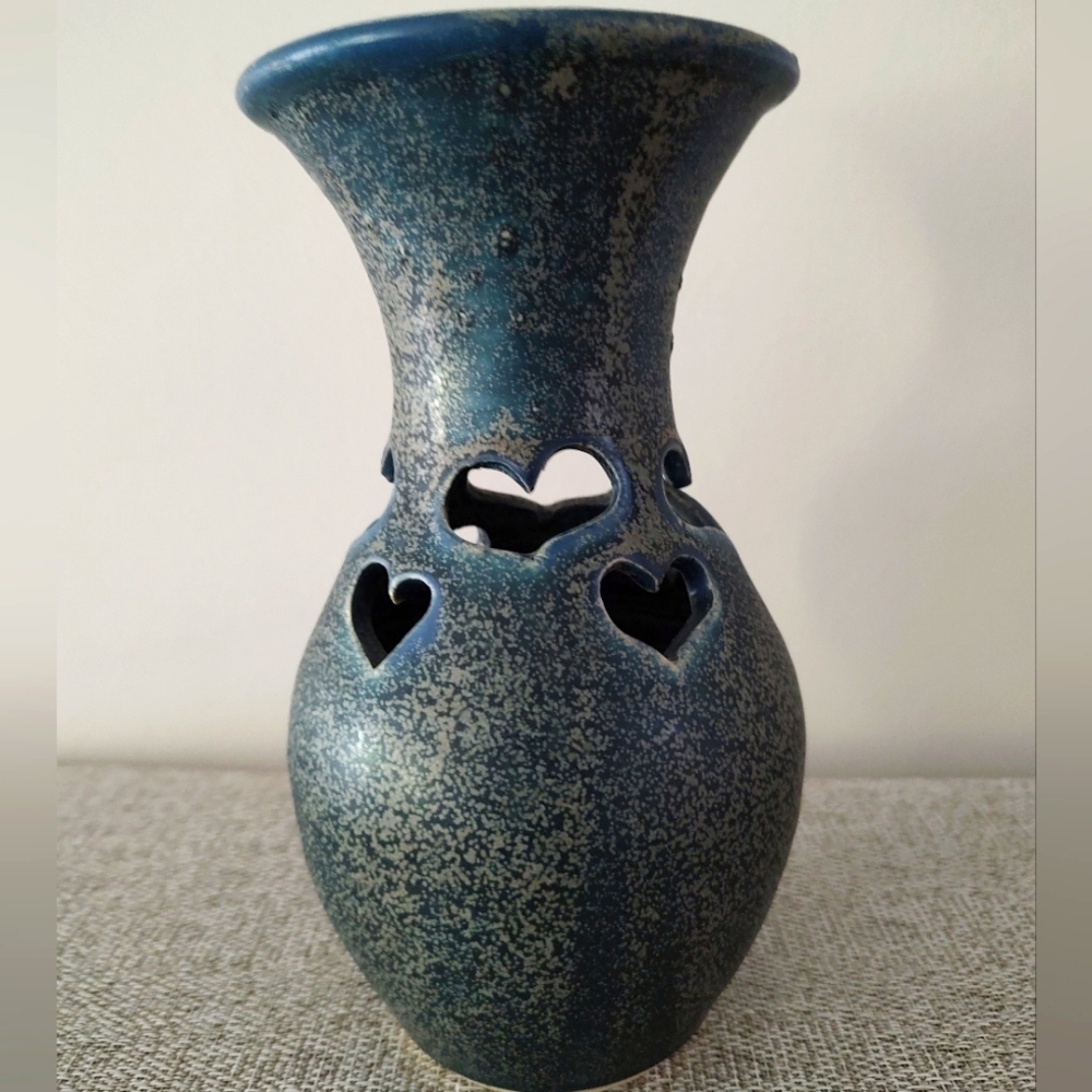 Handmade Seagrove Pottery Piece With Open Hearts